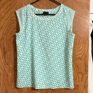 The Limited Aqua and white Geometric Sleeveless Blouse